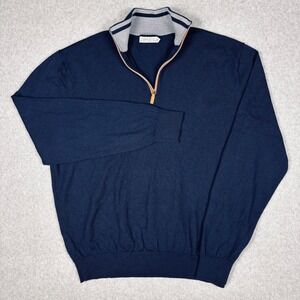 Collars & Co Cashmere Touch Australian Merino Wool 1/4 Zip Sweater Mens 3XL Navy